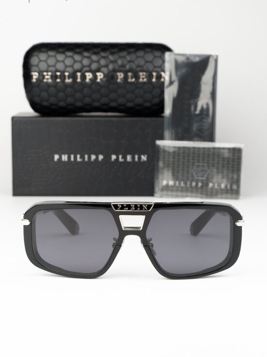 Philipp Plein Women Sunglasses Black Grey Pilot SPP008M 0700 NEW AUTHENTIC main image 10